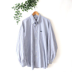 Facconable A. Goldberg Men's Gray Blue Check Long Sleeve Button Front Shirt XL